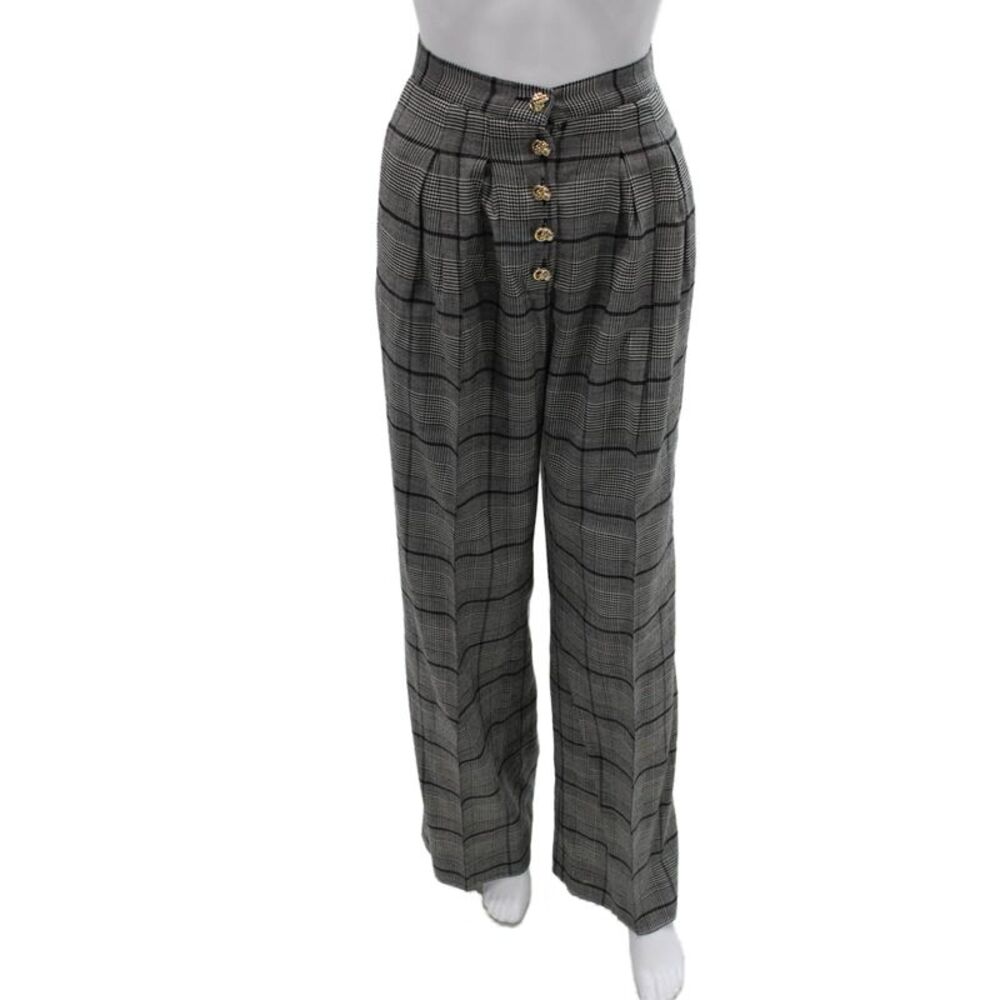 Valentina Shah Womens Dress Pants Gray Check Virgin Wool Size 2
